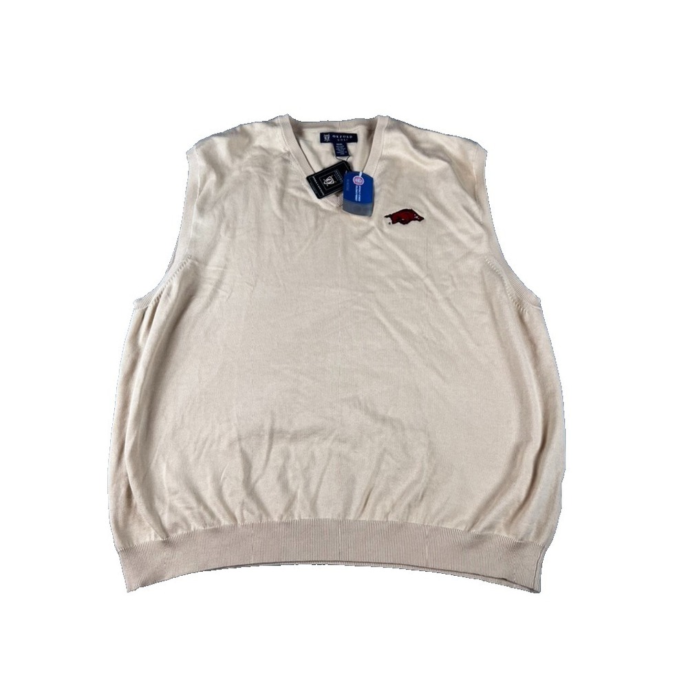 Oxford Golf Mens Sweater Vest 100% Pima Cotton XXXL Arkansas Razorbacks
